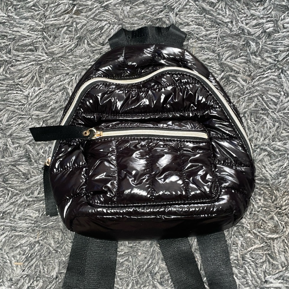 Forever 21 black puffer quilted small backpack NWT